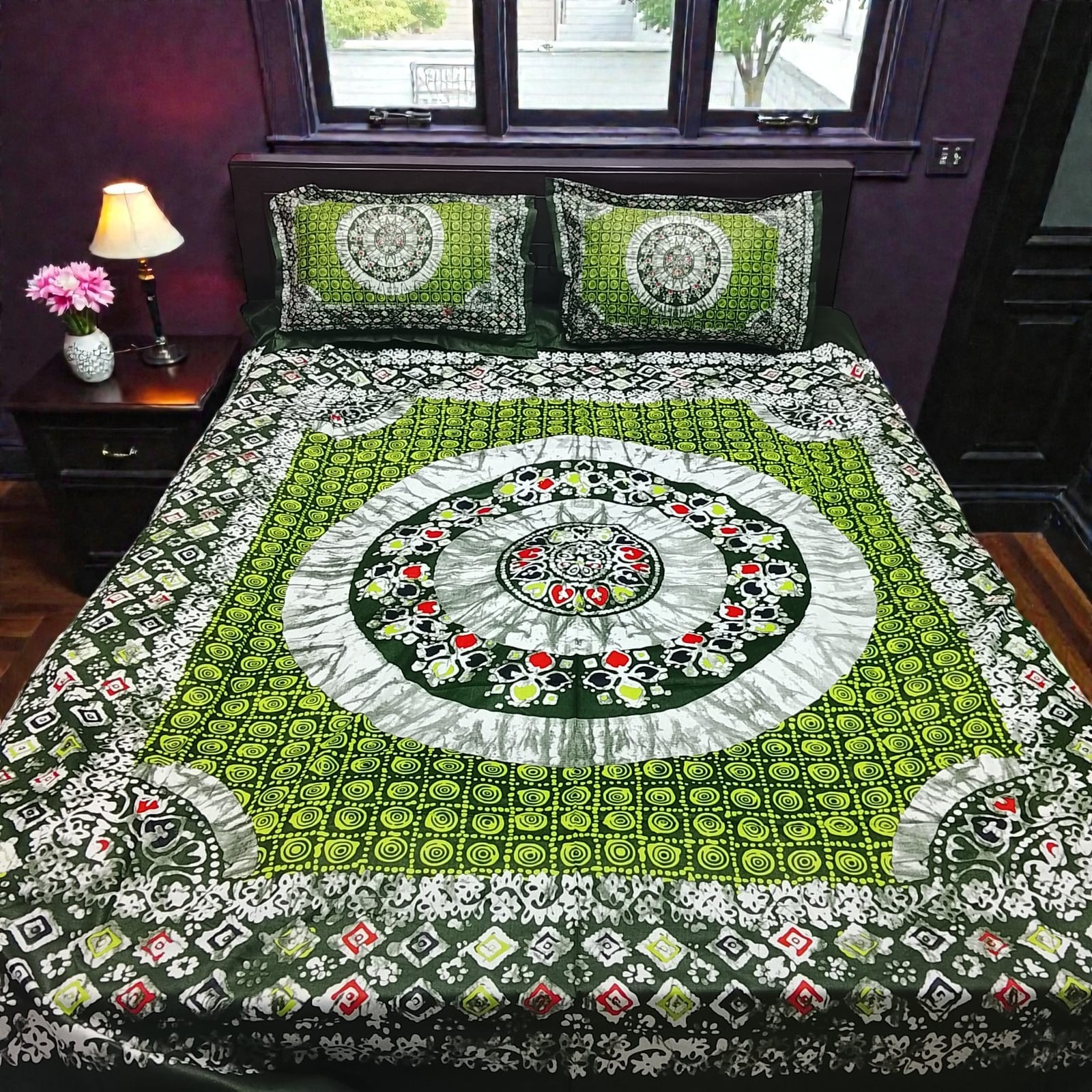 প্যানেল কটন বেডশিট ও বালিশের কভার সেট, 2 রং