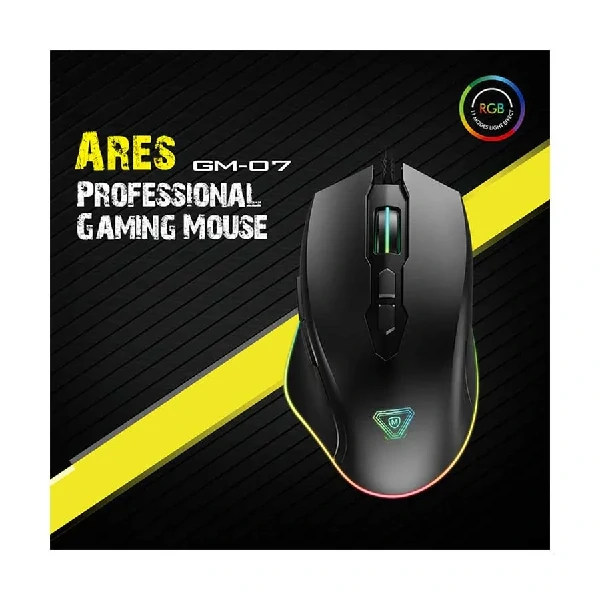 Micropack GM-07 ARES RGB ওয়্যার্ড ব্লাক গেমিং মাউস