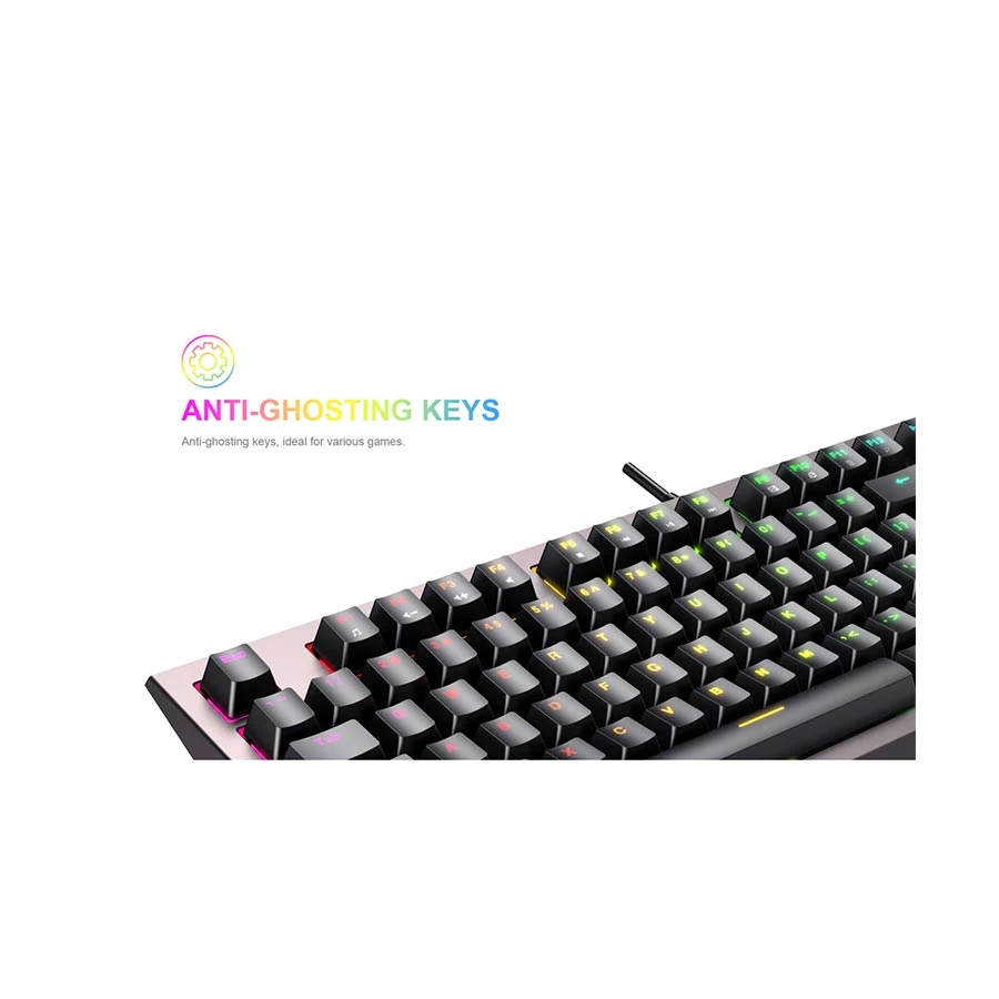 Havit KB872L RGB Blue Switch Mechanical Gaming Keyboard, Black-Ochre