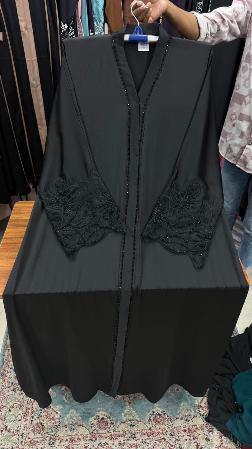 Abaya Borka with Lace Work, Sizes 50 to 56, 5 Colours