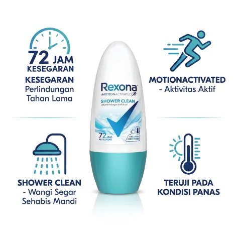 Rexona Shower Clean মোশন অ্যাক্টিভেটেড রোল-অন 45 মিলি