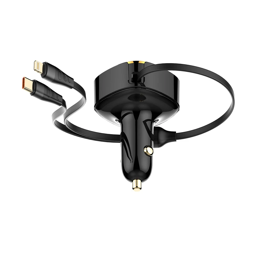 LDNIO C107 30W USB-C & Lightning Black Fast Car Charger