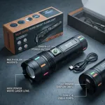 Sanford সুপার ব্রাইট ফ্ল্যাশলাইট – হোয়াইট লেজার LED, 18650 ব্যাটারি