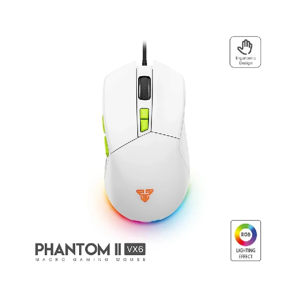 Fantech VX6 Phantom II RGB ওয়্যার্ড নিয়ন হোয়াইট গেমিং মাউস