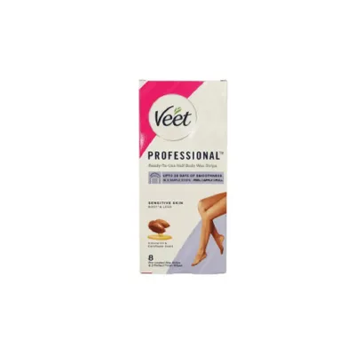 Veet Professional রেডি-টু-ইউজ হাফ বডি ওয়াক্স স্ট্রিপ, সেনসিটিভ স্কিন – 8 পিস