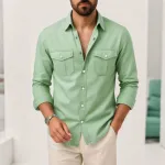 ছেলেদের ফুল হাতা ডাবল পকেট শার্ট