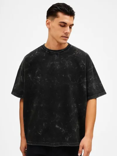 Men's Acid Wash Drop Shoulder T-Shirt, 250 GSM Pure Cotton, 3 Colours