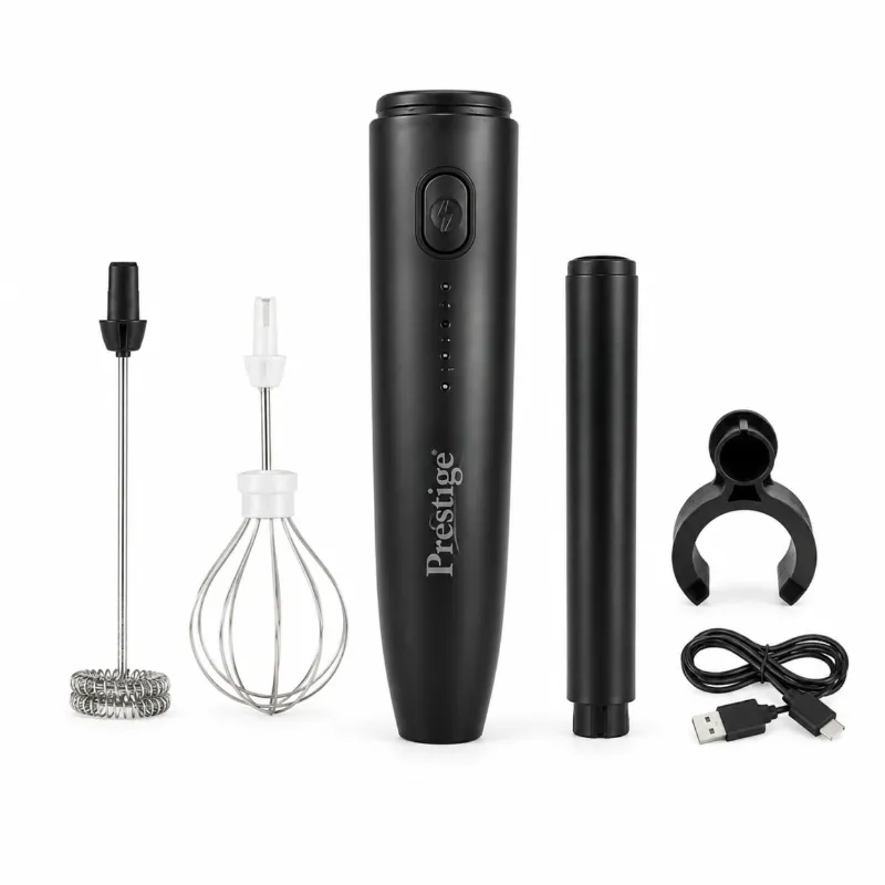 Prestige Mukt 2-ইন-1 রিচার্জেবল কফি ফোমার ও মিল্ক ফ্রদার – 3 স্পিড, স্ট্যান্ড ও Type-C চার্জিংসহ