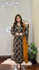 Women's Readymade All Cotton Lace Three Piece, 3 Colours