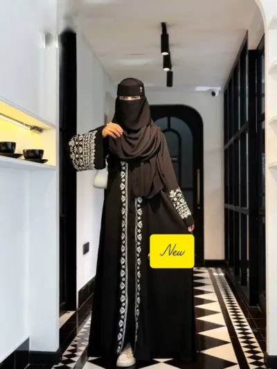 Women's Embroidered Abaya with Koti and Full Sleeve Inner, 6 Colours