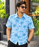 ছেলেদের প্রিন্টেড হাফ স্লিভ কটন শার্ট, M থেকে XXL