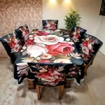 চেয়ার কভারসহ 3D প্রিন্ট টেবিল ক্লথ সেট – 7ft x 5ft