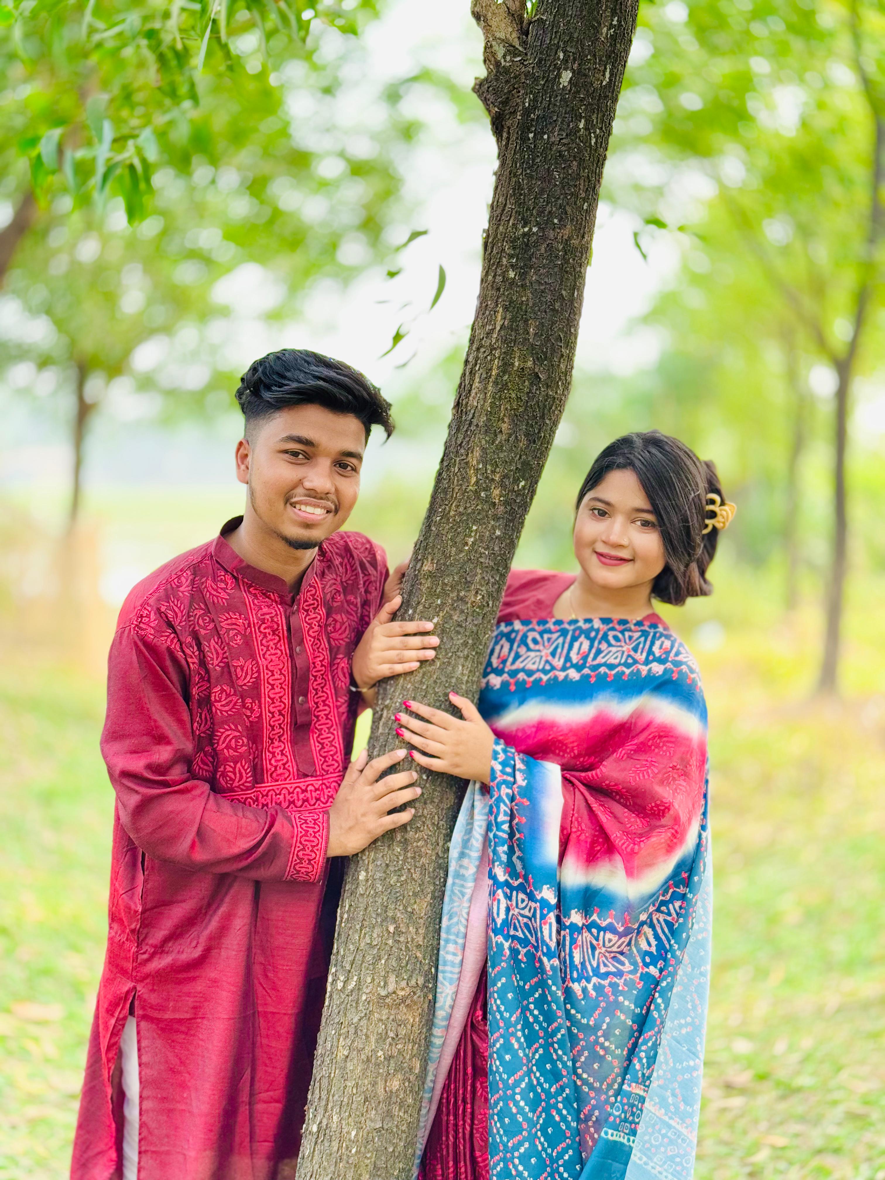 Weightless Soft Silk Saree and Panjabi Couple Set, Digital Print