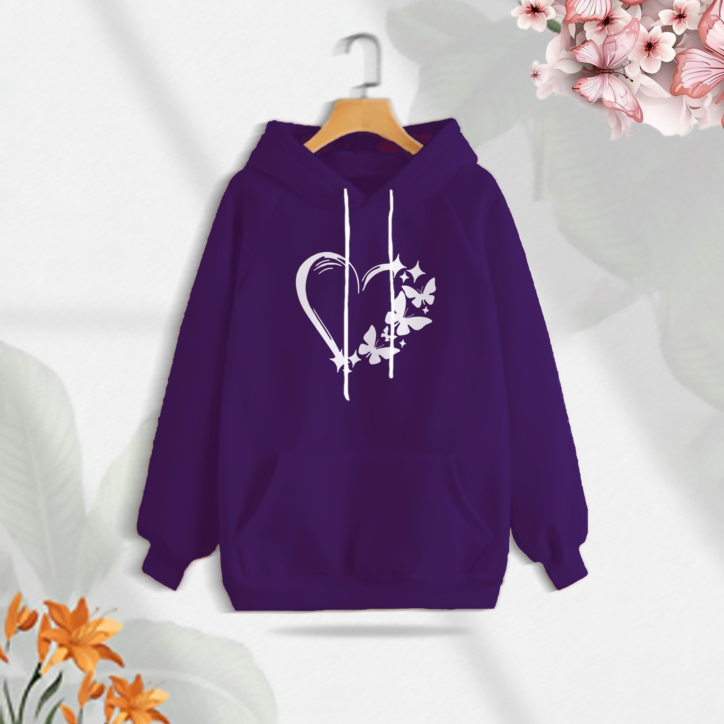 Love Butterflies লেডিস উইন্টার হুডি – ডিজাইন 4