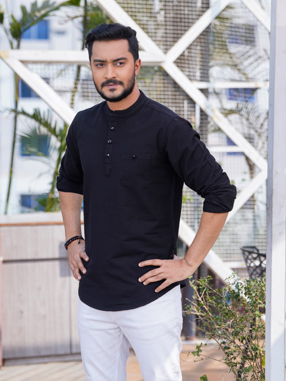 Men's Solid Colour Sakura Cotton Katua, Sizes M to XXL