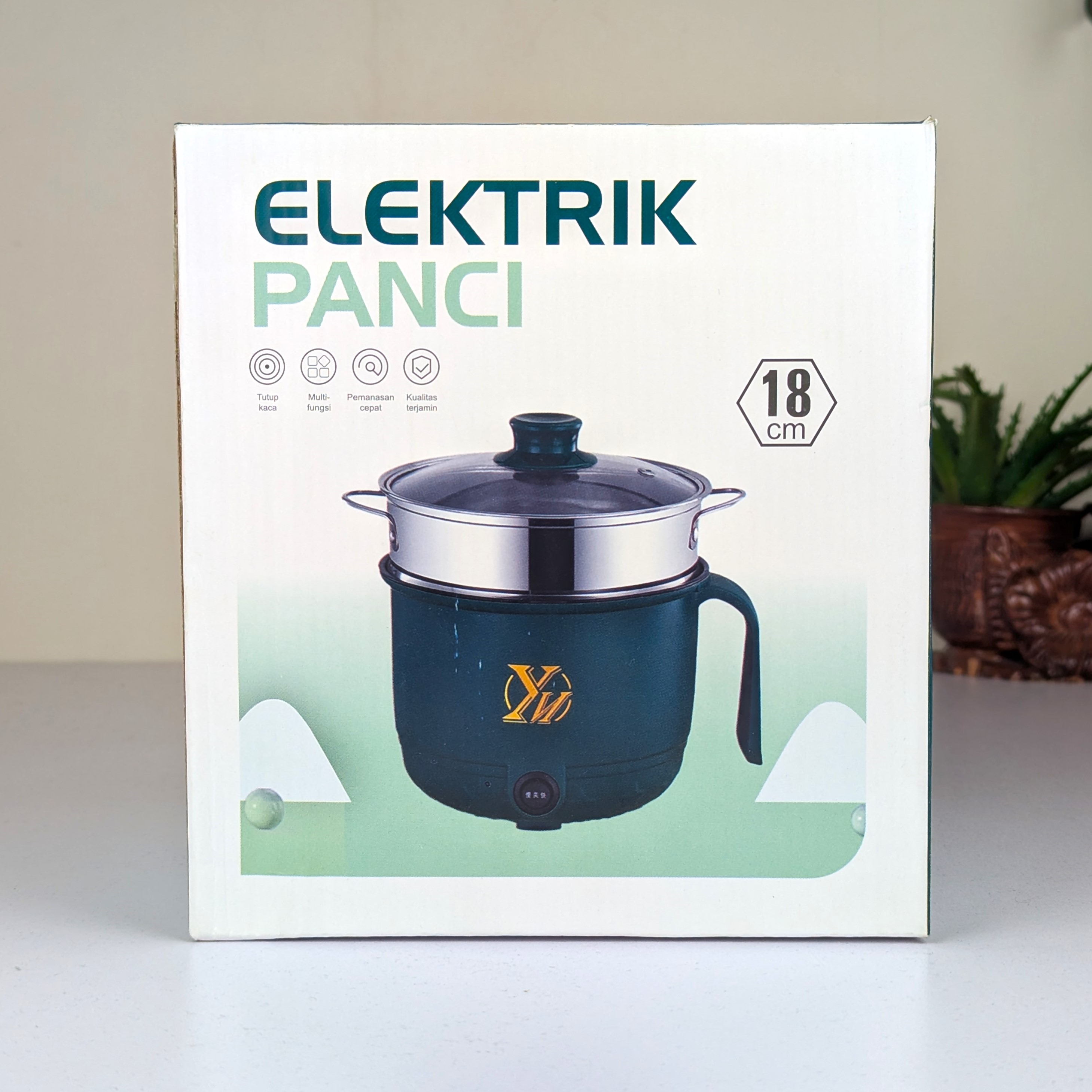 মিনি ইলেকট্রিক নন-স্টিক কুকিং পট 600W, গ্লাস লিড ও স্টিমারসহ