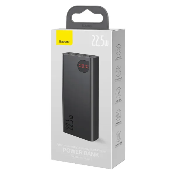Baseus Adaman 20000mAh 22.5W মেটাল পাওয়ার ব্যাংক, ডিজিটাল ডিসপ্লে – কালো