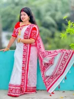 Half Silk Screen Print Saree, 12 Haath, 2 Colour Choices