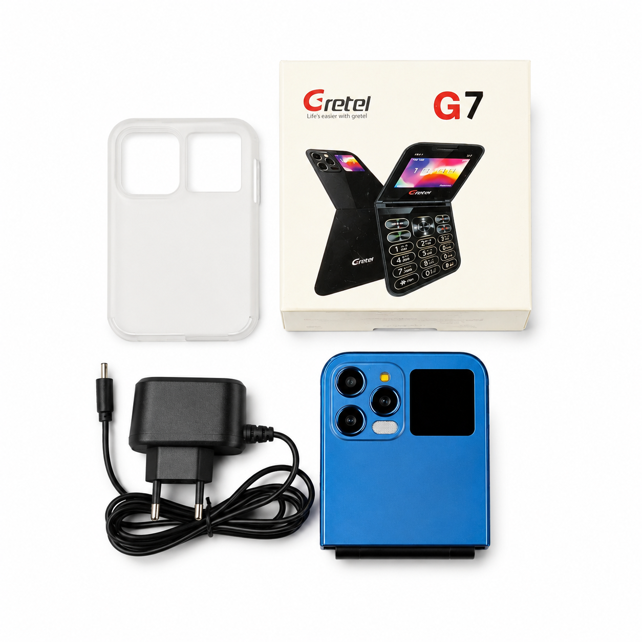 Gretel G7 ফ্লিপ ফোল্ডিং ফোন, ডুয়াল ডিসপ্লে