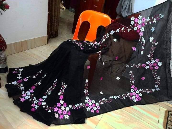Half Silk Saree with Hand Painted Work in 6 Colours, 12 Haath