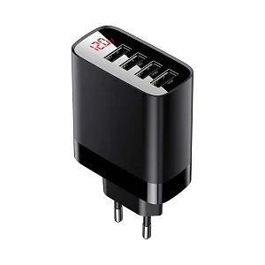 Baseus CCJMHB-B01 ডিজিটাল ডিসপ্লে 4USB ট্রাভেল চার্জার 30W (EU) কালো