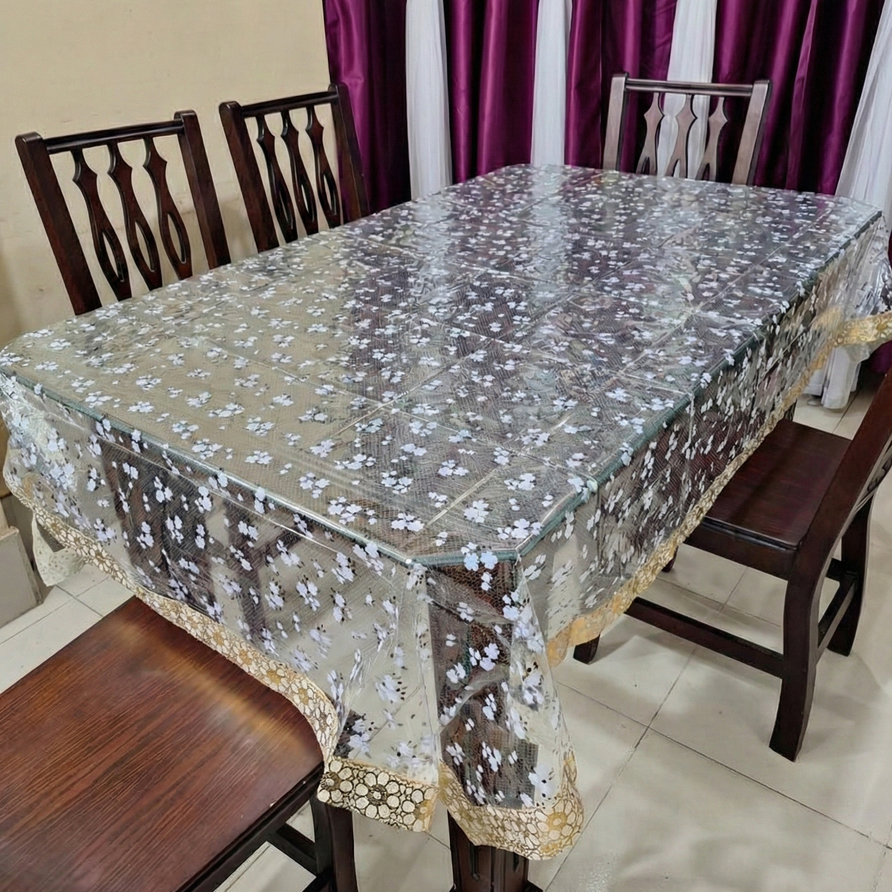 6 চেয়ারের ডাইনিং টেবিল কভার (7ft x 5ft)