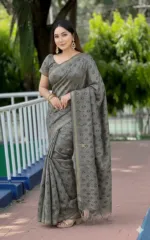 রাবার স্ক্রিন প্রিন্টের সুতি শাড়ি, 14 হাত