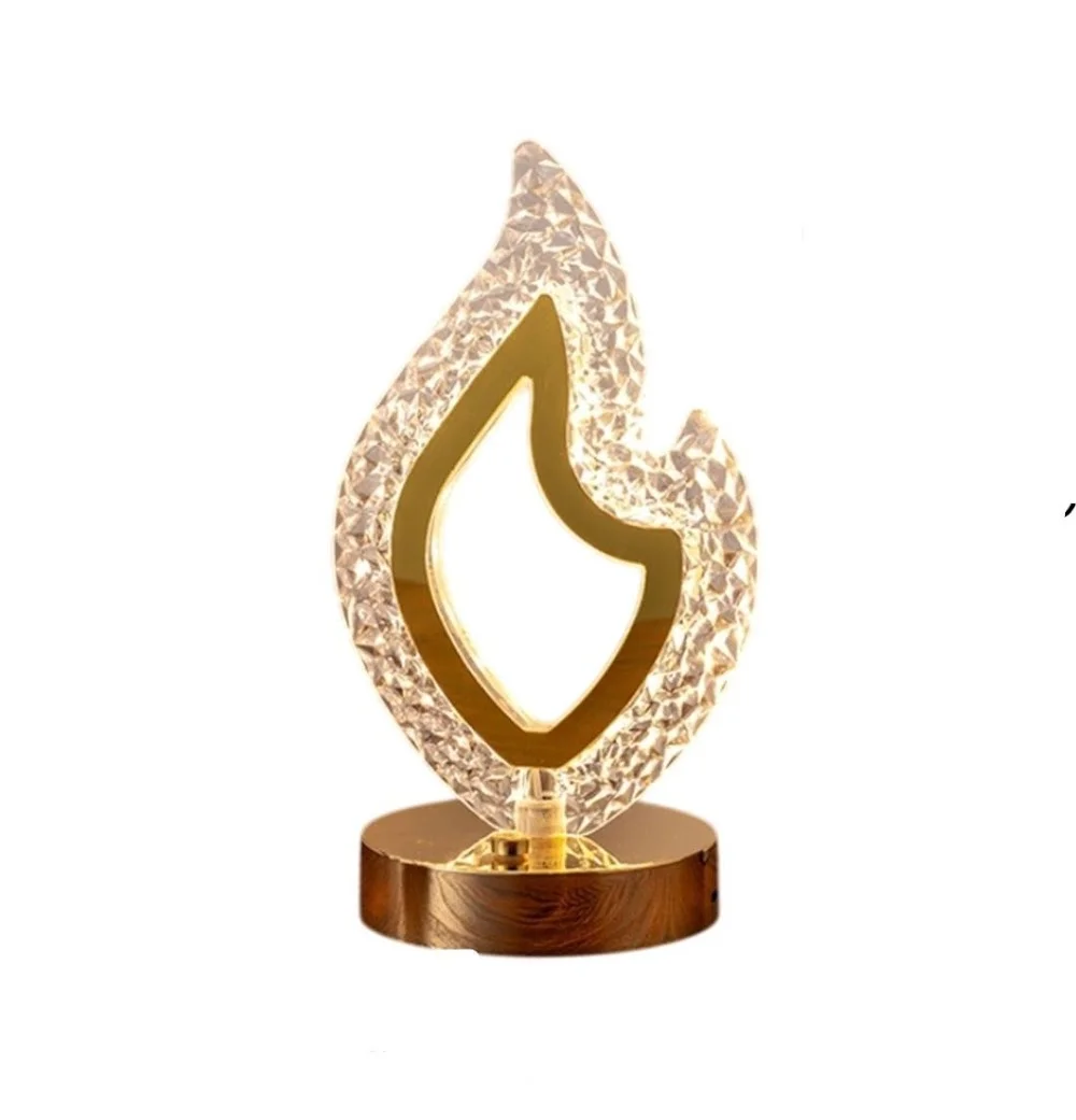 flame-shaped crystal table lamp