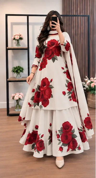 মাইক্রো স্টিচ ডিজিটাল প্রিন্ট থ্রি পিস, L থেকে XXL, 5 রং