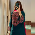সফট কটন থ্রি-পিস, এমব্রয়ডারি করা সালোয়ার ও জর্জেট ওড়না