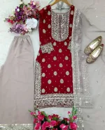 ফক্স জর্জেট সিকুইন এমব্রয়ডারি থ্রি পিস, L থেকে XXL
