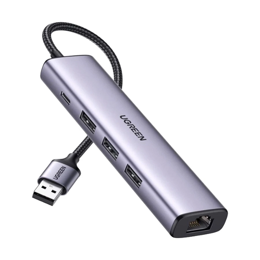 UGREEN CM475 (60554) USB to Tri USB 3.0, Type-C & LAN Converter Grey