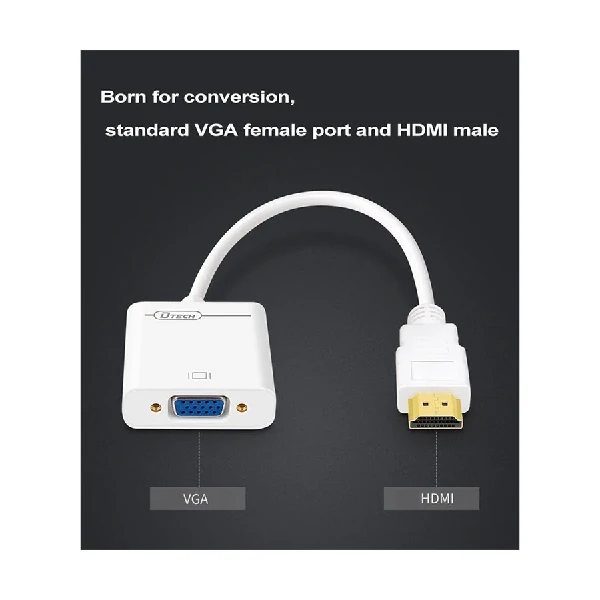 Dtech HDMI Male to VGA Female হোয়াইট কনভার্টার