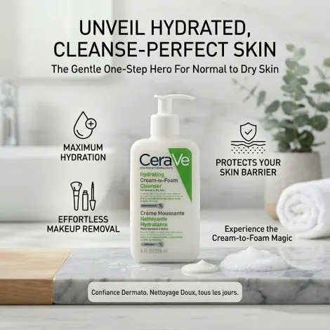 CeraVe হাইড্রেটিং ক্রিম-টু-ফোম ক্লিনজার 236ml