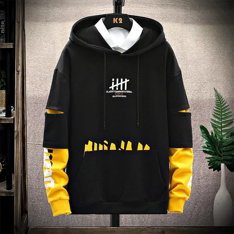 Colour Combined Hoodie, 300 GSM Cotton, Hoodie Only
