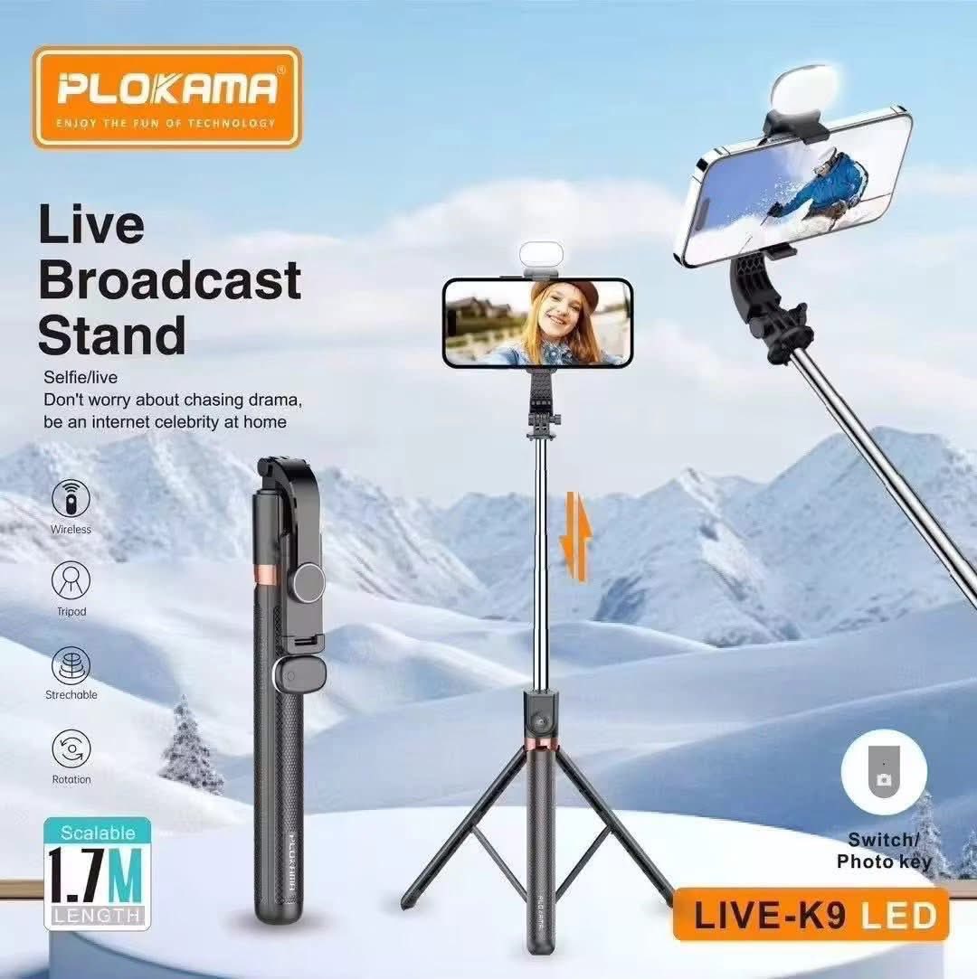 LIVE-K9 LED সেলফি স্টিক ও লাইভ ব্রডকাস্ট স্ট্যান্ড