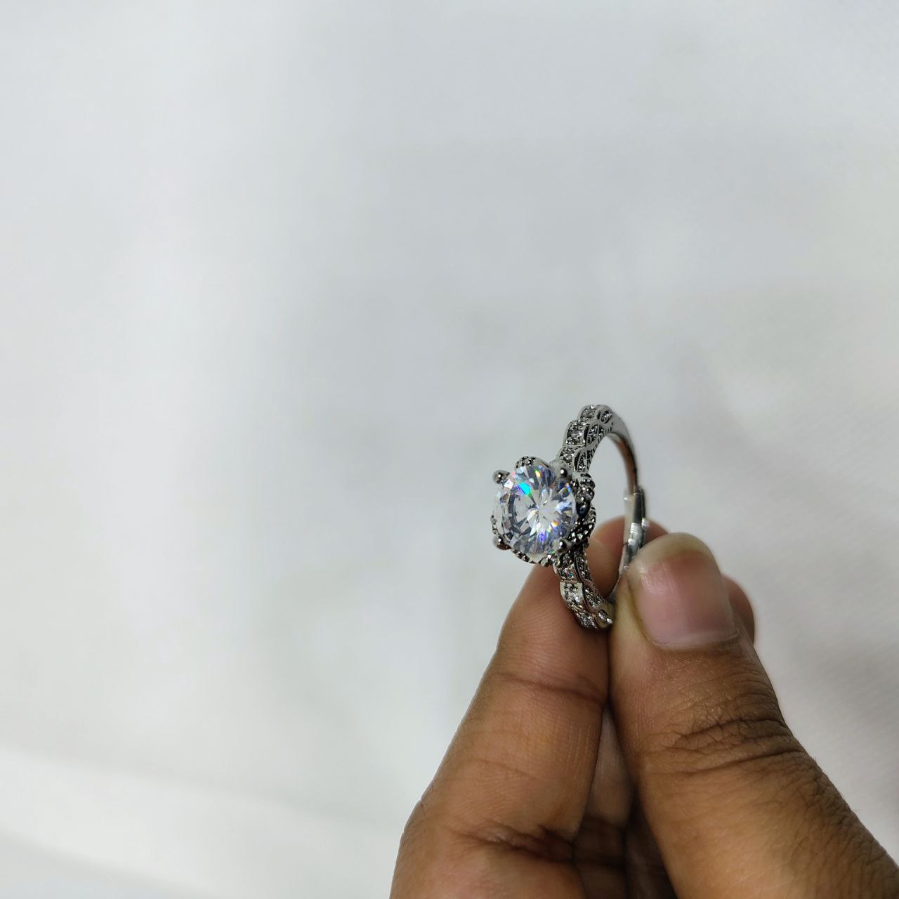 Luminous Embrace  Brilliant Center Stone with Twisted Band Womens Ring