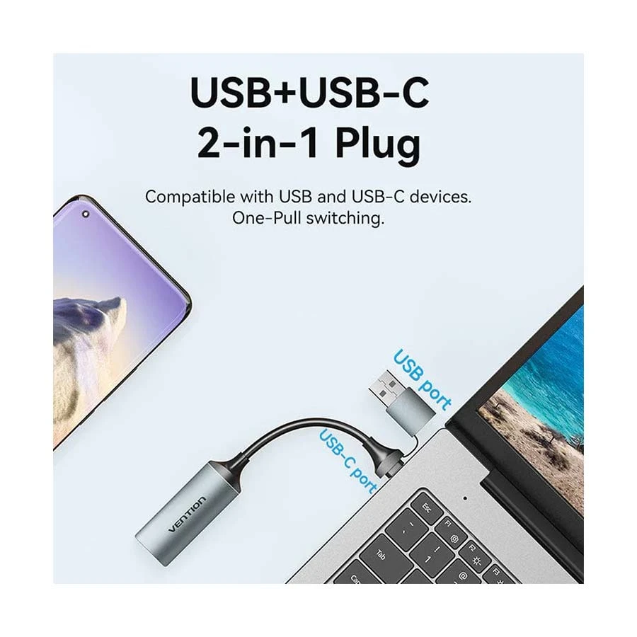 Vention ACWHA Type-C & USB Male to HDMI Female, Gray Converter