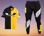 Men's Mesh Fabric Tee and Full Pant Two-Piece Set, 5 Colours