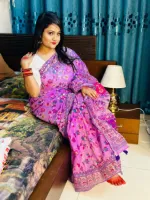 মহিলাদের হাফ সিল্ক স্ক্রিন প্রিন্ট শাড়ি, 12 হাত