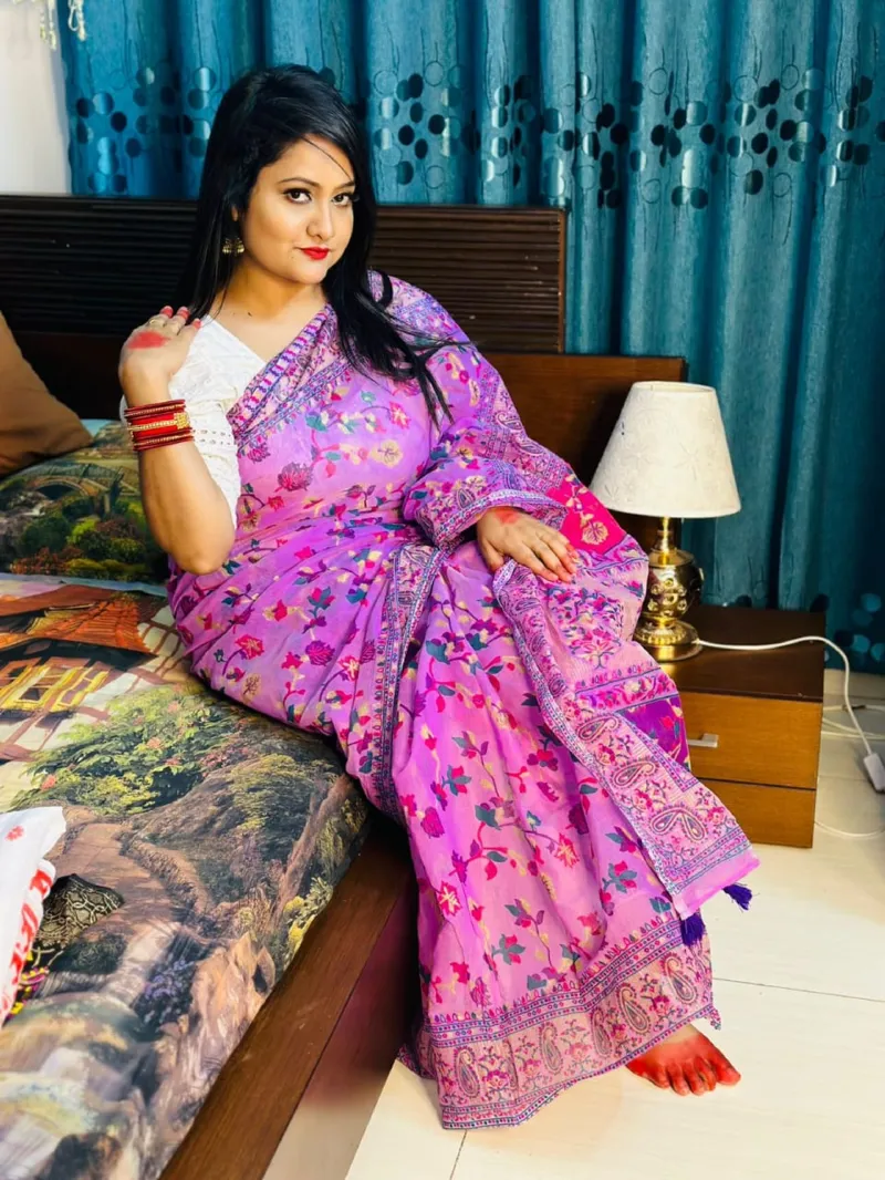 মহিলাদের হাফ সিল্ক স্ক্রিন প্রিন্ট শাড়ি, 12 হাত
