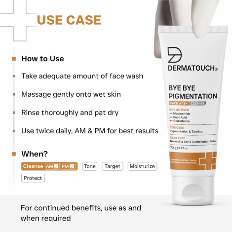 Dermatouch Bye Bye Pigmentation Face Wash 70g (India)