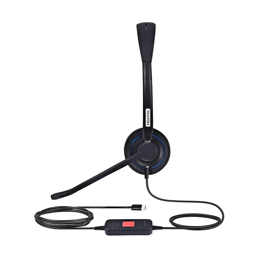 Inbertec UB815M Mono Wired USB Noise Cancelling Headset Black