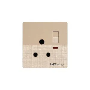 NT blu-ray Chrome Golden 15A 3 পিন রাউন্ড সকেট সুইচসহ