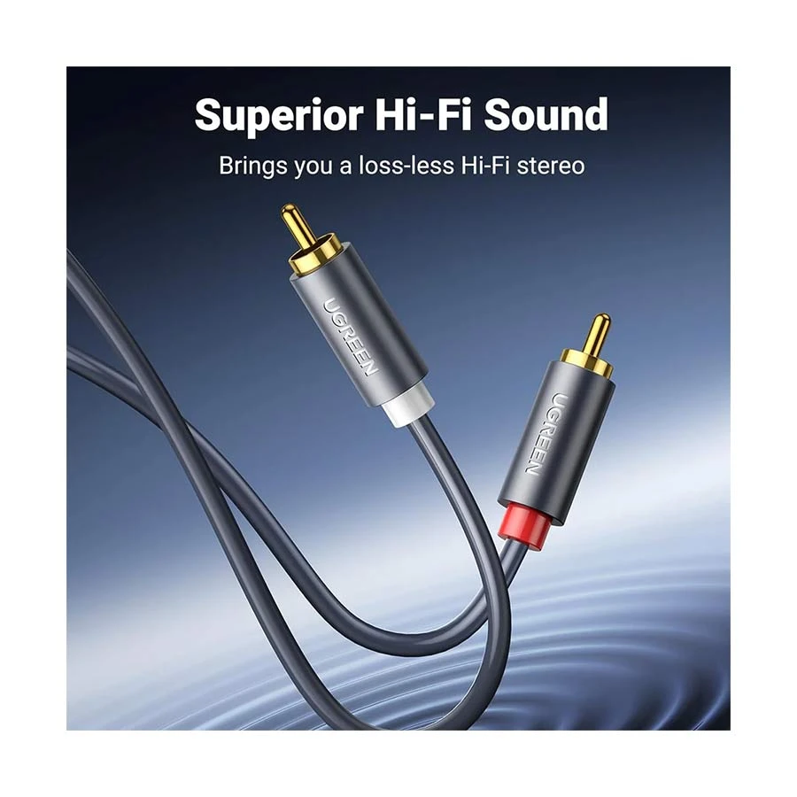 UGREEN AV104 (30747) 2RCA Male to Male, 1 Meter, Black Audio Cable