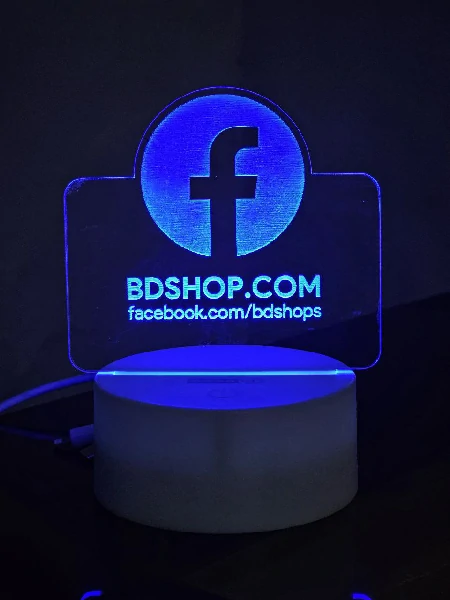 Customizable Facebook Logo Design Acrylic Multicolor Night Lamp – Black