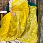 Hand Printed Half Silk Saree in 6 Colours, 12 Haath Long