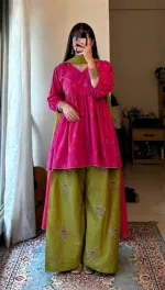 Golden Afsan Print Cotton Three Piece, Kuchi Design, 2 Colours