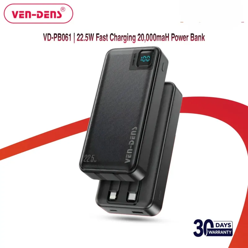 Ven-Dens VD-PB061 20000mAh 22.5W ফাস্ট চার্জিং পাওয়ার ব্যাংক