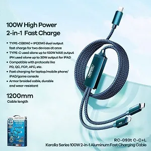REMAX Kerolla সিরিজ 100W অ্যালুমিনিয়াম ফাস্ট চার্জিং কেবল RC-093T